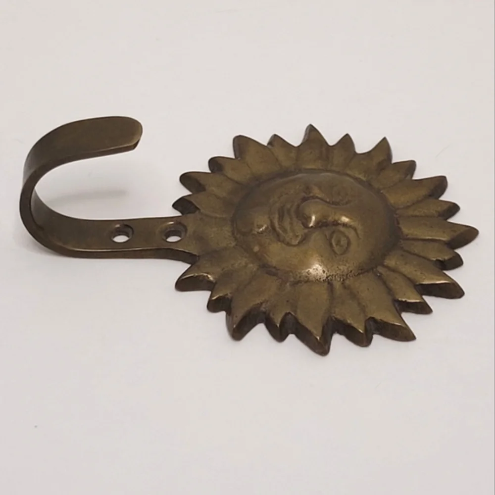 Sun Face Brass Vintage Wall Hook